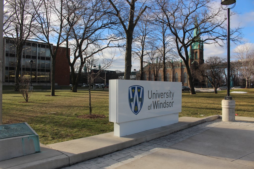 University of Windsor sign on campus 